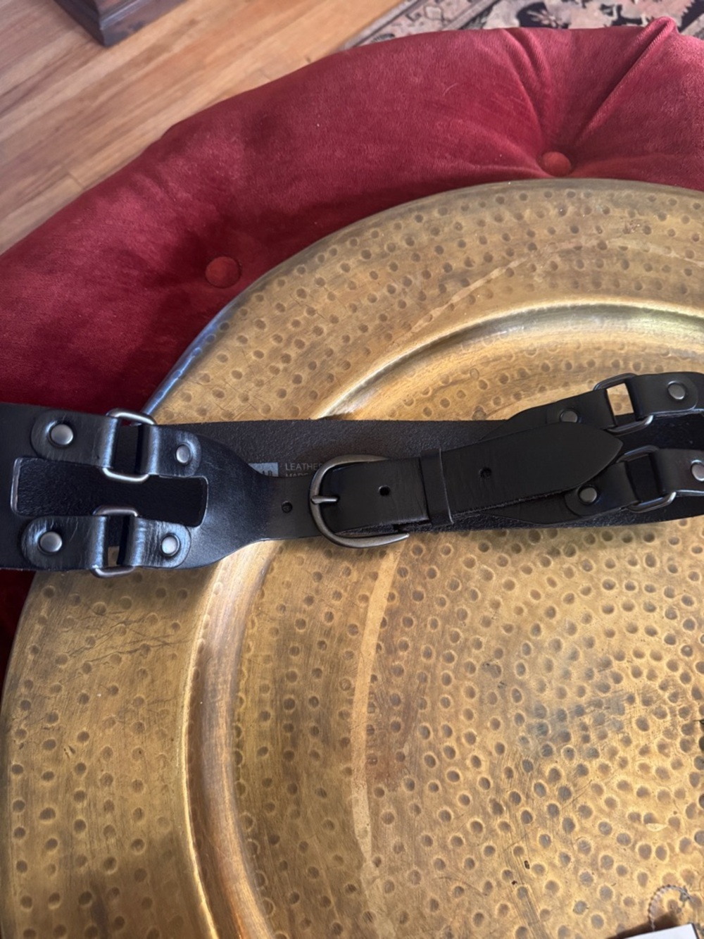 GAP Black Leather Wide Waist Belt with Buckle Detail